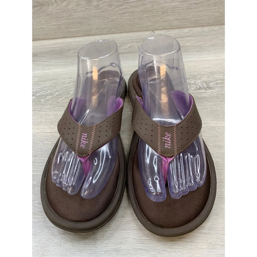 Nike Women's Sandals Comfort Thong Brown Purple Athletic Flip Flop 11 Shoes